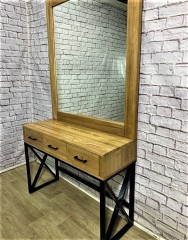 Консольный столик из массива ясеня с зеркалом, в стиле Loft